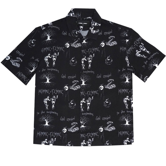 Homme + Femme GENESIS BUTTON DOWN BLACK AND WHITE Large men nwt new shirt top - Picture 2 of 9